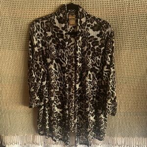 White Stag Brown and Black Leopard Print Cardigan